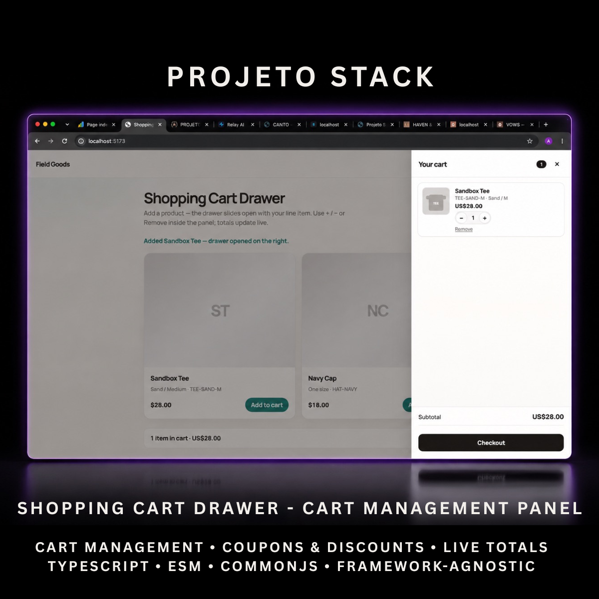 Shopping Cart Drawer - Premium JavaScript Slide Cart Component