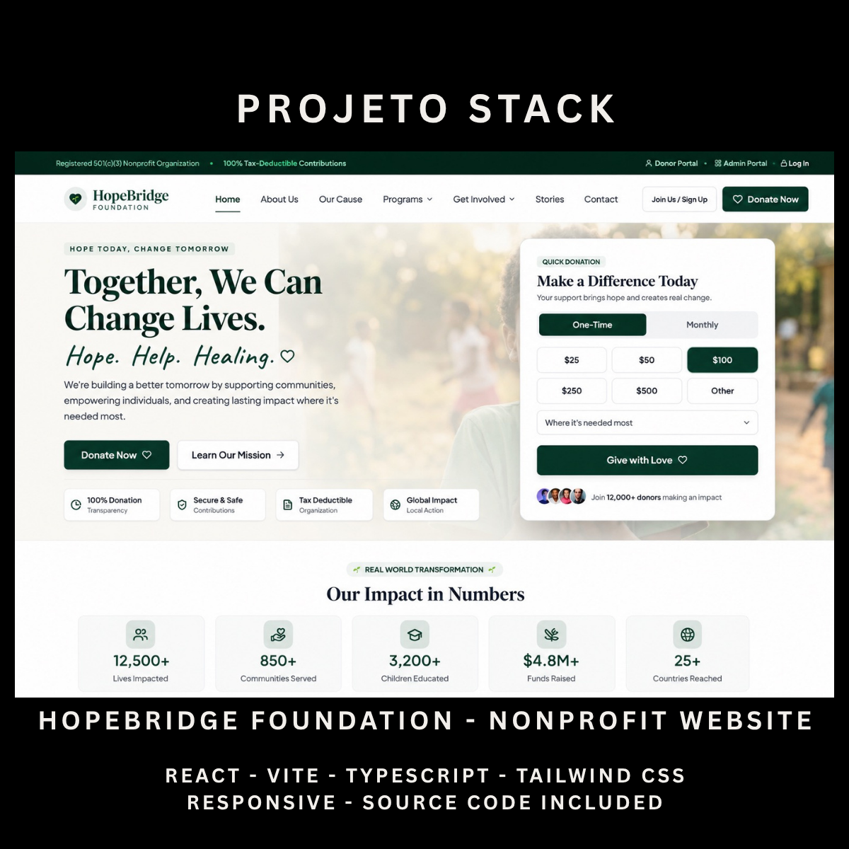 HopeBridge Foundation - Nonprofit & Charity React Website Template