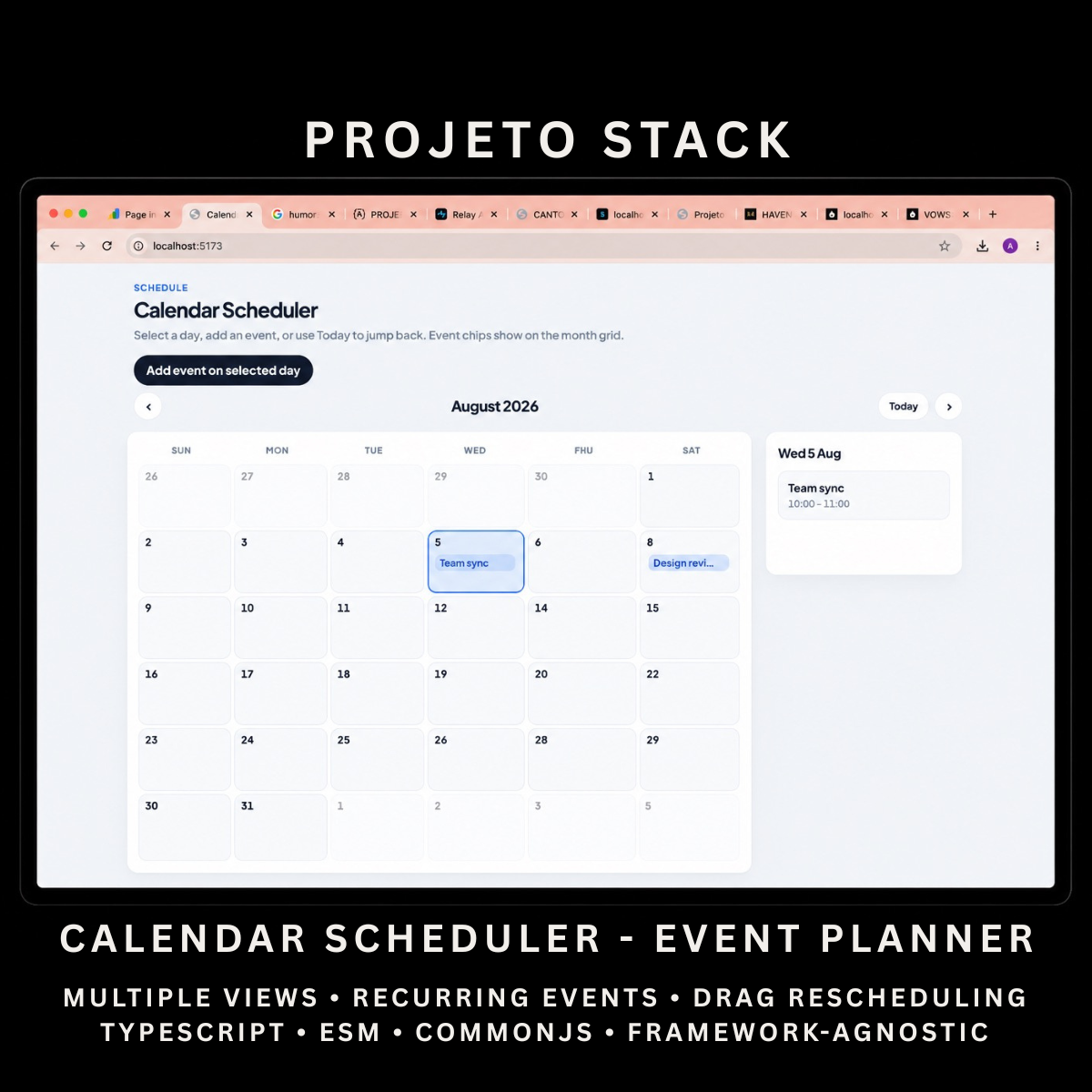 Calendar Scheduler - Premium JavaScript Event Calendar Component
