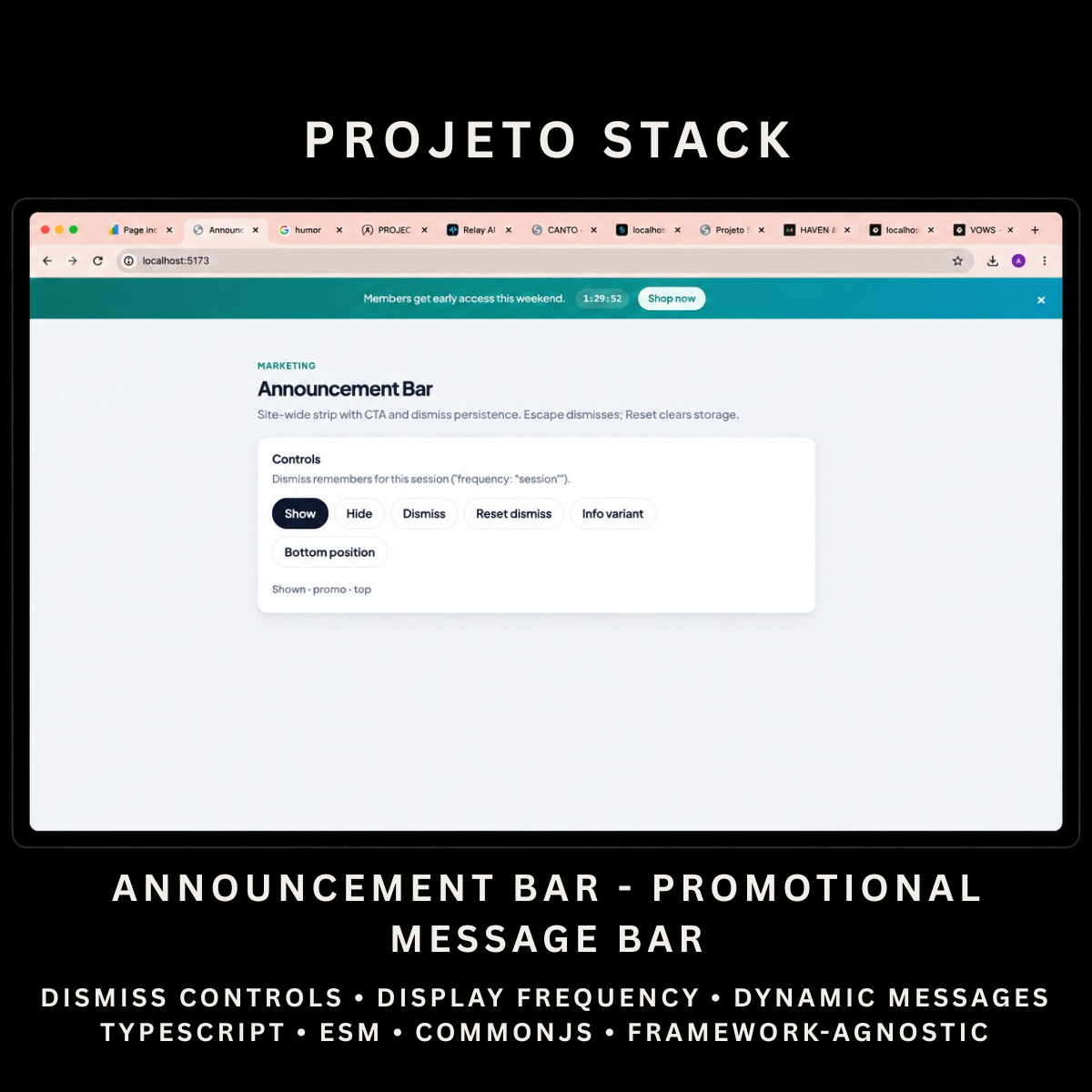 Announcement Bar - Premium JavaScript Notification Bar Component