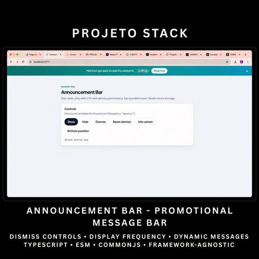 Announcement Bar - Premium JavaScript Notification Bar Component