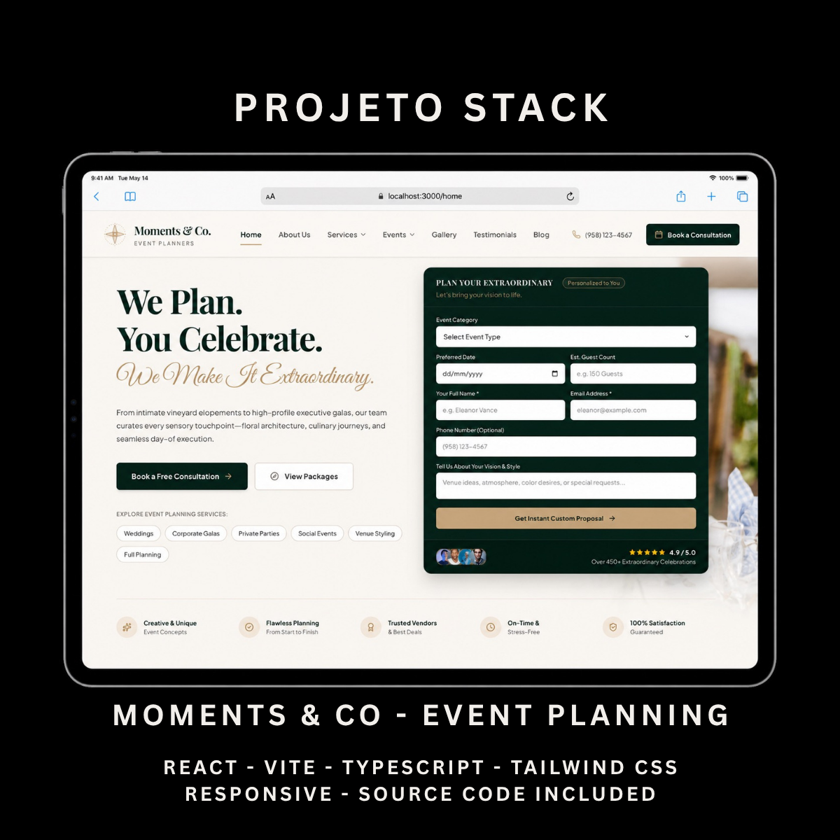 Moments & Co. - Event Planning React Website Template