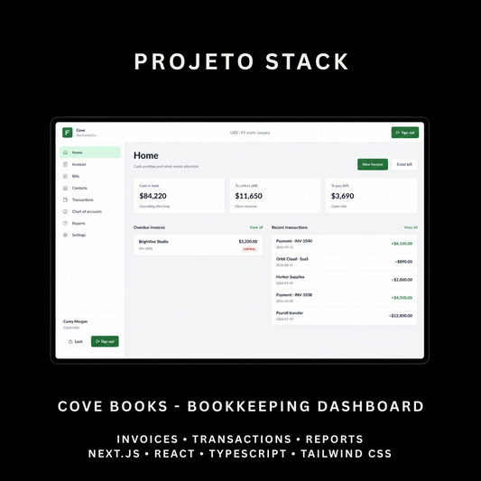 Cove Books - Accounting & Bookkeeping Dashboard Template