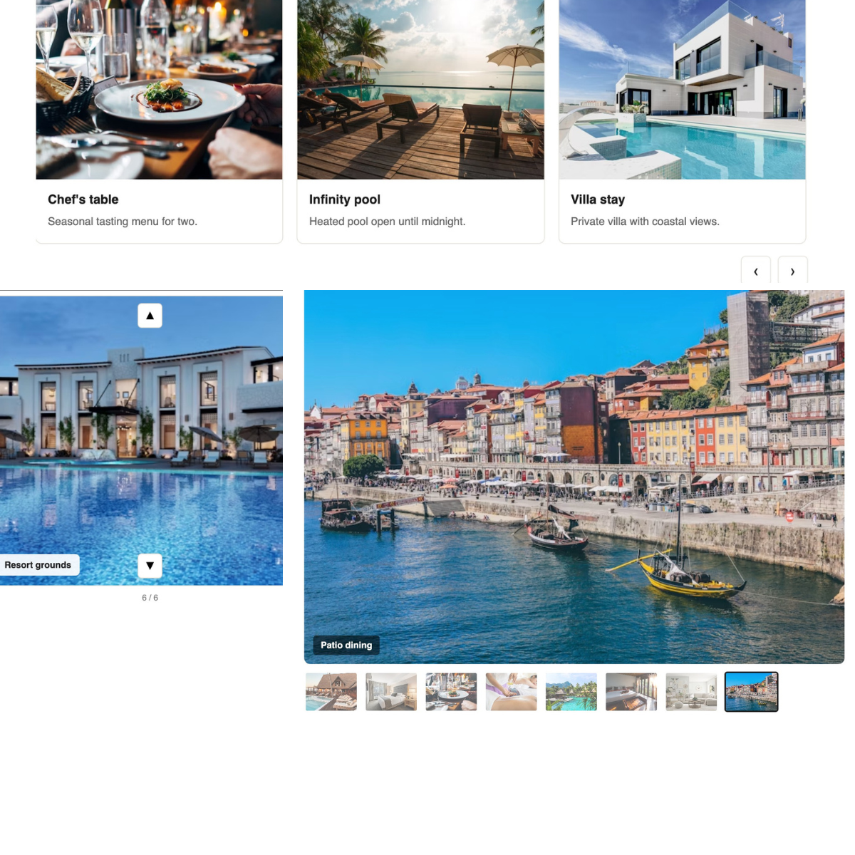 Luxury E-Commerce & Hospitality Card Pack - 3 Touch-Optimized Sliders